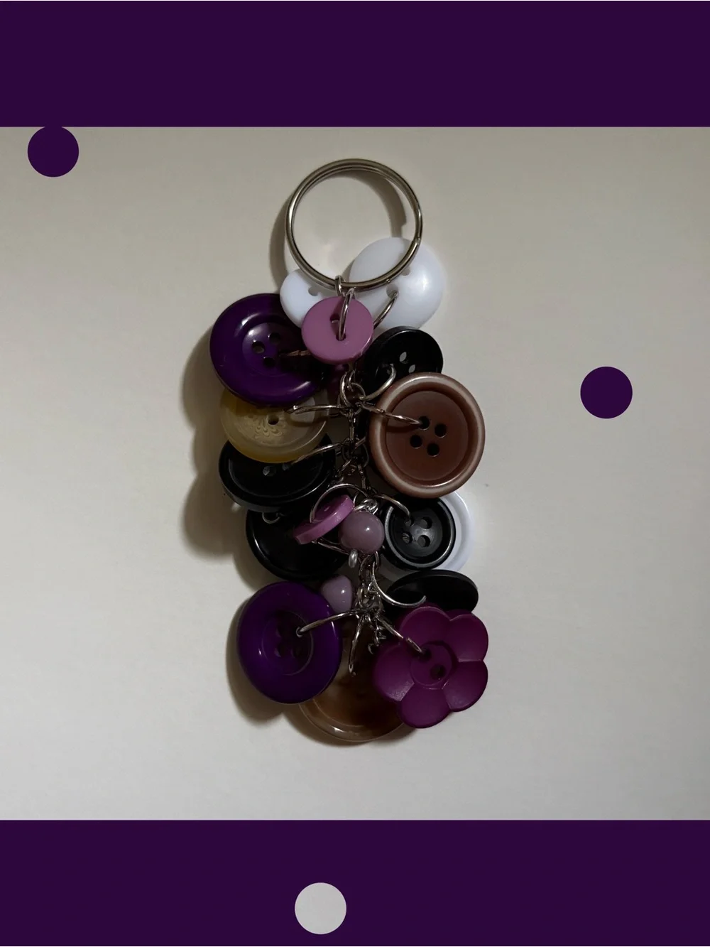 Handmade Purple Button Cluster Keychain - Women Accessories